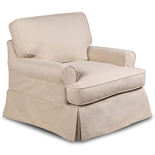 Sunset Trading Horizon Sofa Loveseat Chair Ottoman | Washable Stain and Water Resistant Performance Fabric 4 Piece Slipcovered Living Room Set, Dog Cat Pet and Kid Friendly Furniture, Tan