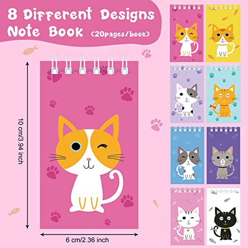 24 Pcs Cat Animal Mini Notepad Cute Cat Small Spiral Pocket Notebook Pet Cat Memo Spiral Tiny Notebooks for Cat Party Favors Kids Birthday Party Classroom School Goodie Bags Stuffers(Cartoon Style)