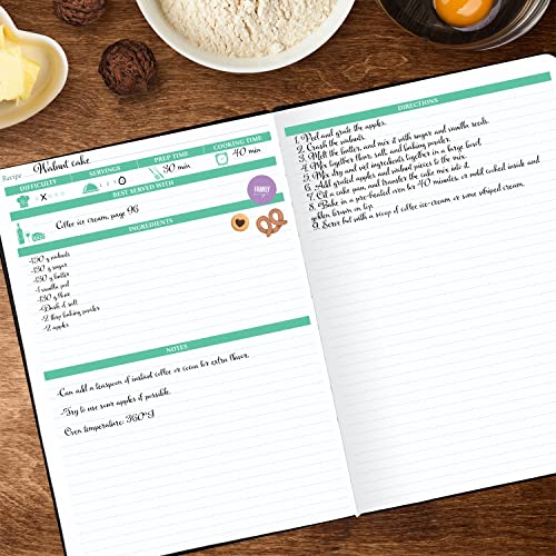 Legend Recipe Book – Blank Family Cookbook to Write In Your Own Recipes – Empty Cooking Journal – Personalized Cooking Notebook, Hardcover, Large 7”x10” Format, 58 Recipes Total (Black)