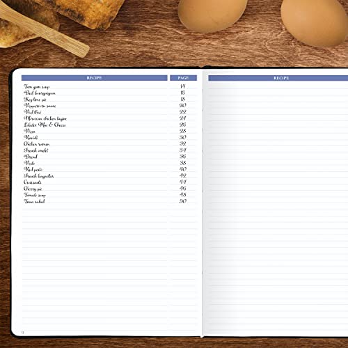 Legend Recipe Book – Blank Family Cookbook to Write In Your Own Recipes – Empty Cooking Journal – Personalized Cooking Notebook, Hardcover, Large 7”x10” Format, 58 Recipes Total (Black)