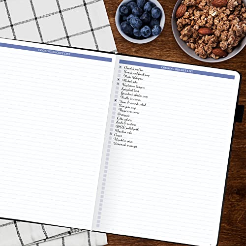 Legend Recipe Book – Blank Family Cookbook to Write In Your Own Recipes – Empty Cooking Journal – Personalized Cooking Notebook, Hardcover, Large 7”x10” Format, 58 Recipes Total (Black)