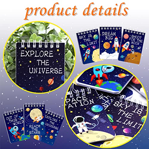 Outer Space Mini Notebook 32 Pack Kids Space Party Favor Galaxy Goodie Bags Solar System Science Astronaut Rocket Planet Small Spiral Pocket Notepads for Boys Girls Space Theme Birthday Party Supplies
