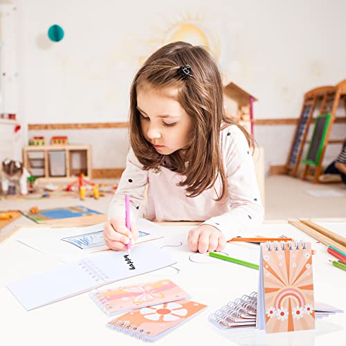 Faccito 24 Pcs Groovy Hippie Notebook Groovy Retro Hippie Boho Spiral Mini Notepad Groovy Party Small Journal Pocket Notebook for Kid Hippie Boho Groovy Daisy Flower Birthday Party Classroom Supplies