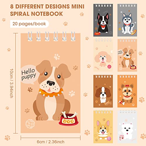24 Pieces Mini Notebooks Dog Themed Party Favor Puppy Animal Notepads Spiral Pocket Notebooks Birthday Teacher Classroom Rewards Supplies for Kids Party Goody Bags Stuffers, 2.36 x 3.94 Inches