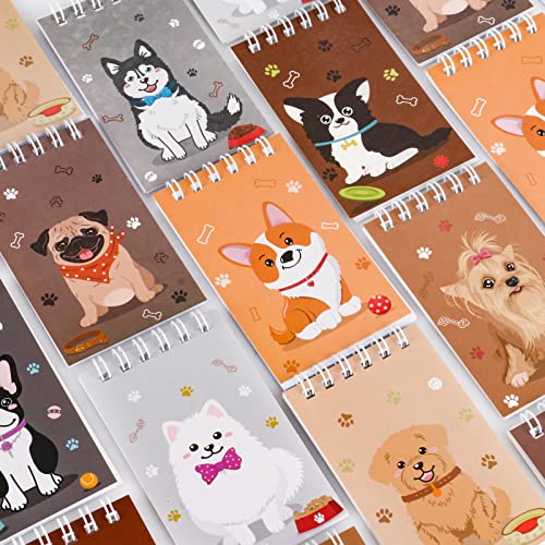 Waenerec 24 Pieces Mini Notebooks Dog Party Favors Cute Puppy Pet Spiral Pocket Notepads Animal Dog Themed Birthday Party Supplies for School Teacher Kids Classroom Reward Gift