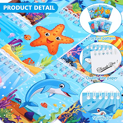 24 Pcs Mini Ocean Animal Notebooks Sea Party Favors Spiral Pocket Notepads for Kids Birthday Party Supplies School Classroom Gifts ( Sea Animal Style)