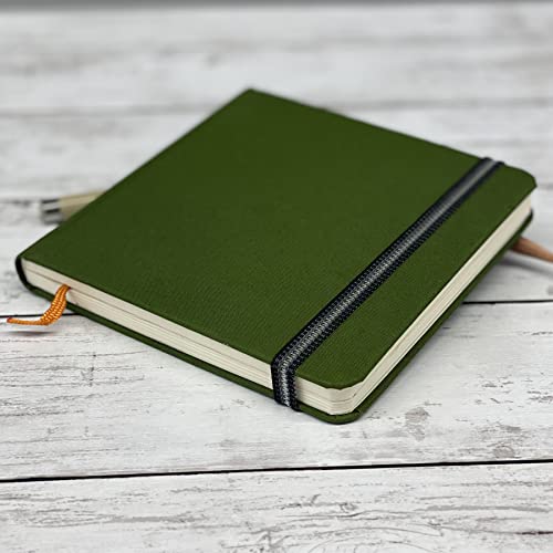 Handbook Journal Co. Artist Canvas Cover Travel Notebook for Drawing and Sketching, Cadmium Green, Large Landscape 5.5 x 8.25 Inches, 130 GSM Paper, Hardcover w/ Pocket