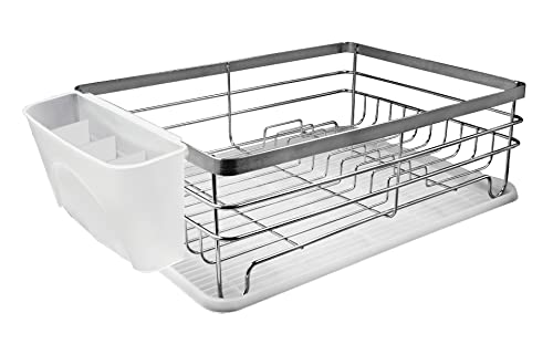 Neat-O Stainless Steel Rustproof Dish Drying Rack with Cutlery Holder and Board
