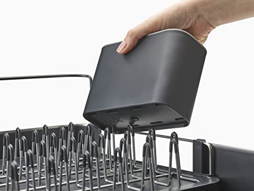 Joseph Joseph Stainless-Steel Extendable Dual Part Dish Rack Non-Scratch and Movable Cutlery Drainer and Drainage Spout, One-size, Gray