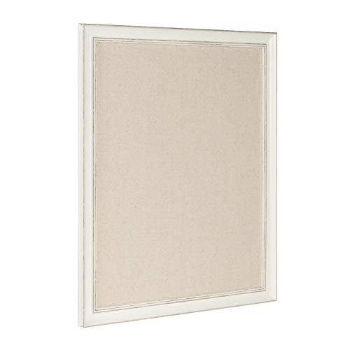 DesignOvation Macon Framed Linen Fabric Pinboard, 23x29, Soft White