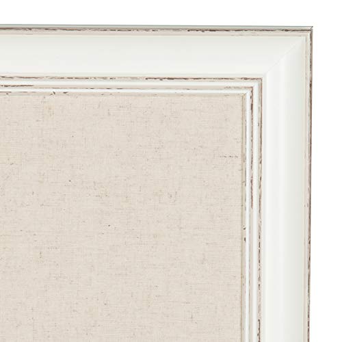 DesignOvation Macon Framed Linen Fabric Pinboard, 23x29, Soft White