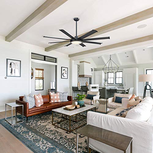 Parrot Uncle Ceiling Fans with Lights and Remote 60 Inch Black Ceiling Fan with Light LED Outdoor Ceiling Fans for Patios Covered, 6-Speed, Reversible DC Motor