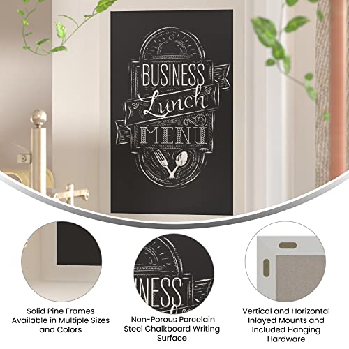 HBCY Creations Rustic Magnetic Wall Chalkboards Framed Decorative Chalkboard - Great for Kitchen Decor, Weddings, Restaurant Menus and More! (Solid White, 24 x 36 Inch)
