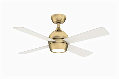 Fanimation Kwad 44 inch Indoor Ceiling Fan with LED Light Kit, Brushed Satin Brass
