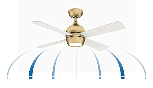 Fanimation Kwad 44 inch Indoor Ceiling Fan with LED Light Kit, Brushed Satin Brass