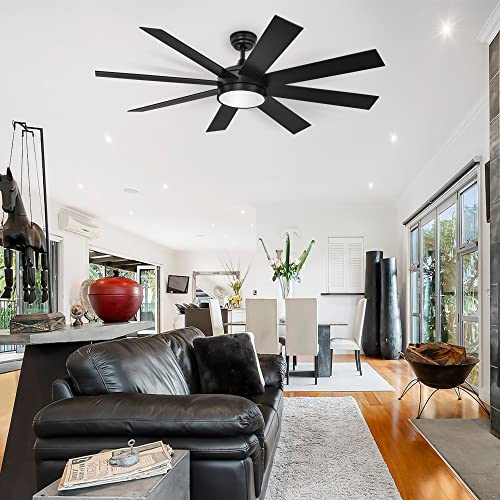 YITAHOME 60-Inch Black Ceiling Fan with Light