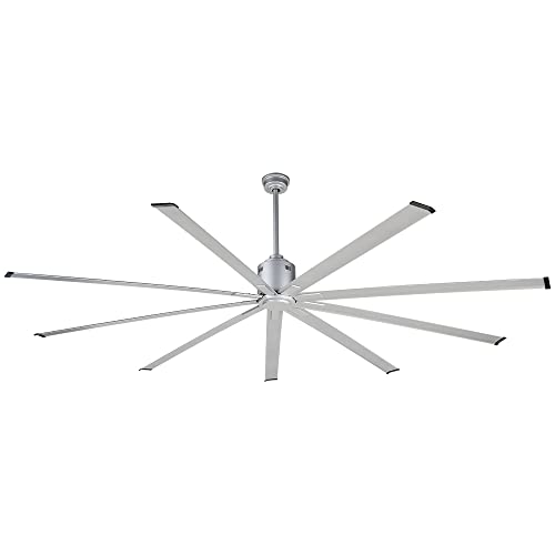 BiGizmos 96 Inch Industrial DC Motor Ceiling Fan, Damp Rated Indoor or Covered Outdoor Ceiling Fans for Home or Commercial, Porch Patio Warehouse Restaurant, 6-Speed Remote Control