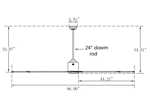 BiGizmos 96 Inch Industrial DC Motor Ceiling Fan, Damp Rated Indoor or Covered Outdoor Ceiling Fans for Home or Commercial, Porch Patio Warehouse Restaurant, 6-Speed Remote Control