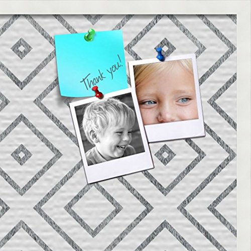 PinPix Custom Printed pin Cork Bulletin Board Made from Canvas, Modern Deco Distressed 30x20 Inches (Completed Size) and Framed in Satin White Frame (PinPix-Group-55)