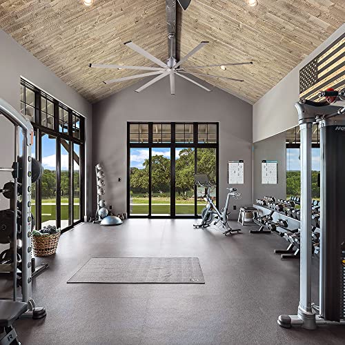 BiGizmos 96 Inch Industrial DC Motor Ceiling Fan, Damp Rated Indoor or Covered Outdoor Ceiling Fans for Home or Commercial, Porch Patio Warehouse Restaurant, 6-Speed Remote Control
