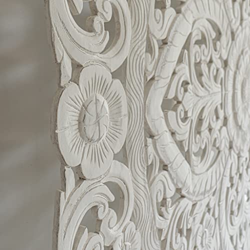 King Bed Headboard Wood Carved, Mandala on Wall Panels, Luxury Residence Plaques Decor, 76 inches