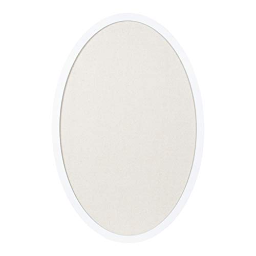 Kate and Laurel Holbrook Farmhouse Framed Oval Fabric Pinboard, 24 x 36, White, Decorative Bulletin Board for Wall