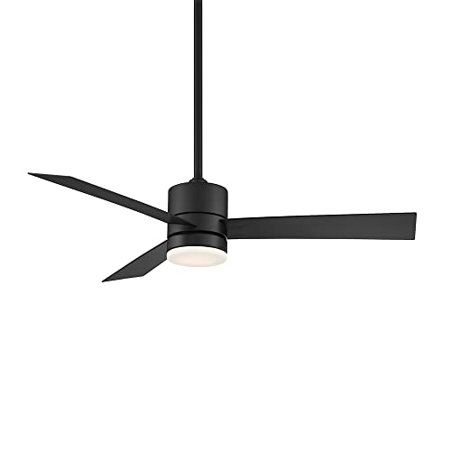 WAC Smart Fans San Francisco Indoor and Outdoor 3-Blade Ceiling Fan 52in Matte Black with 3000K LED Light Kit and Remote Control works with Alexa and iOS or Android App