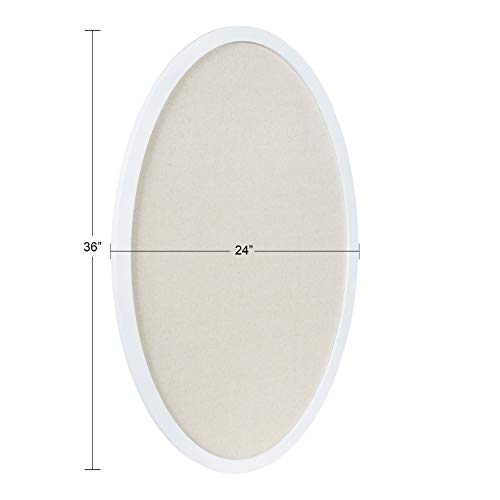 Kate and Laurel Holbrook Farmhouse Framed Oval Fabric Pinboard, 24 x 36, White, Decorative Bulletin Board for Wall