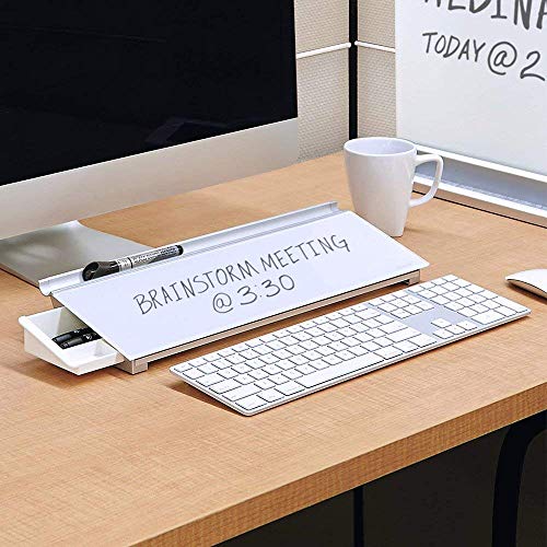 Quartet Whiteboard, Glass Dry Erase Board with Storage for Desktop Notetaking, 18" x 6", Clean Surface, 1 Marker, White Surface (GDP186)