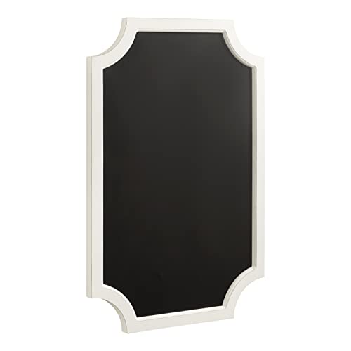 Hogan Framed Scalloped Magnetic Decorative Chalkboard, White, 24 x 36, Modern Rustic Farmhouse Chalkboard for Wall Organization and Decorative Displays