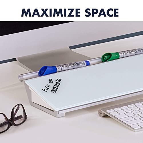 Quartet Whiteboard, Glass Dry Erase Board with Storage for Desktop Notetaking, 18" x 6", Clean Surface, 1 Marker, White Surface (GDP186)