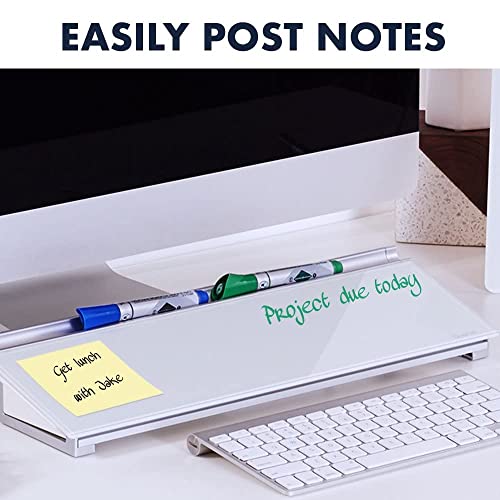 Quartet Whiteboard, Glass Dry Erase Board with Storage for Desktop Notetaking, 18" x 6", Clean Surface, 1 Marker, White Surface (GDP186)