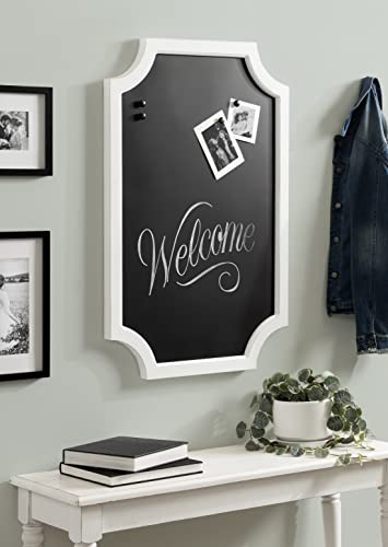 Hogan Framed Scalloped Magnetic Decorative Chalkboard, White, 24 x 36, Modern Rustic Farmhouse Chalkboard for Wall Organization and Decorative Displays