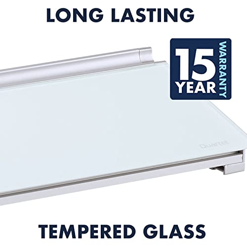 Quartet Whiteboard, Glass Dry Erase Board with Storage for Desktop Notetaking, 18" x 6", Clean Surface, 1 Marker, White Surface (GDP186)