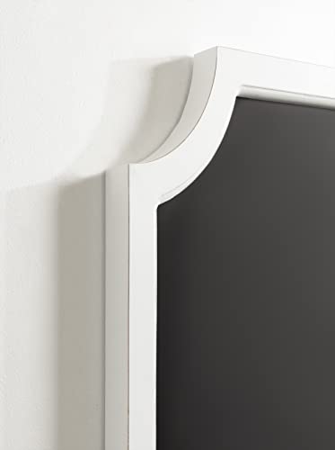 Hogan Framed Scalloped Magnetic Decorative Chalkboard, White, 24 x 36, Modern Rustic Farmhouse Chalkboard for Wall Organization and Decorative Displays