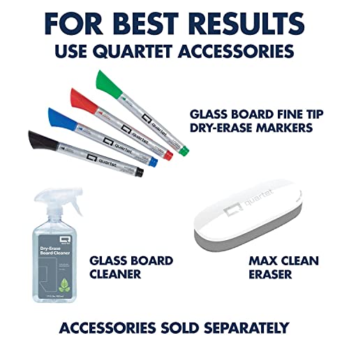 Quartet Whiteboard, Glass Dry Erase Board with Storage for Desktop Notetaking, 18" x 6", Clean Surface, 1 Marker, White Surface (GDP186)
