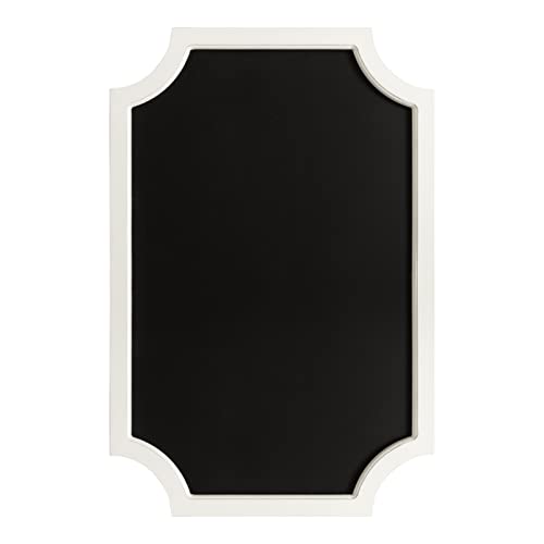 Hogan Framed Scalloped Magnetic Decorative Chalkboard, White, 24 x 36, Modern Rustic Farmhouse Chalkboard for Wall Organization and Decorative Displays