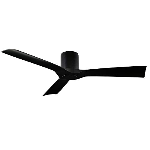 Aviator Smart Indoor and Outdoor 3-Blade Flush Mount Ceiling Fan 54in Matte Black with Remote Control (Light Kit Sold Separately) works with Alexa, Google Assistant, Samsung Things, and iOS or Android App