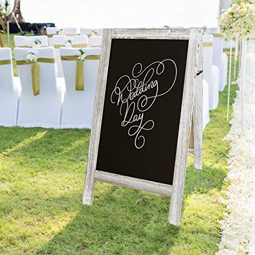 Large Sturdy Handcrafted 40" x 20" Wooden A-Frame Chalkboard Display / 4 Liquid Chalk Markers & Stencil Set/Sidewalk Chalkboard Sign Sandwich Board/Chalk Board Standing Sign (6 - White)