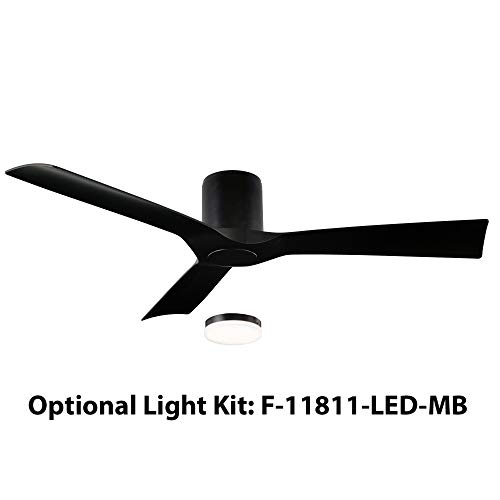 Aviator Smart Indoor and Outdoor 3-Blade Flush Mount Ceiling Fan 54in Matte Black with Remote Control (Light Kit Sold Separately) works with Alexa, Google Assistant, Samsung Things, and iOS or Android App