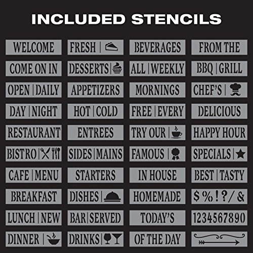 Large Sturdy Handcrafted 40" x 20" Wooden A-Frame Chalkboard Display / 4 Liquid Chalk Markers & Stencil Set/Sidewalk Chalkboard Sign Sandwich Board/Chalk Board Standing Sign (6 - White)