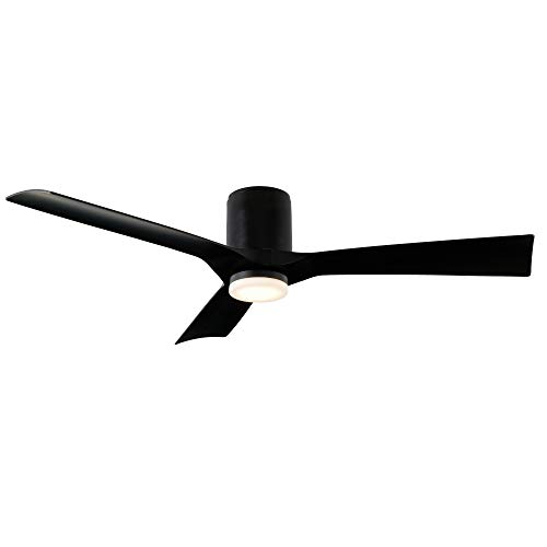 Aviator Smart Indoor and Outdoor 3-Blade Flush Mount Ceiling Fan 54in Matte Black with Remote Control (Light Kit Sold Separately) works with Alexa, Google Assistant, Samsung Things, and iOS or Android App