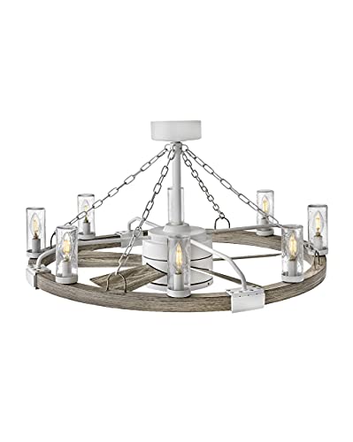Hinkley 36" Sawyer Indoor/Outdoor Matte White Smart Fandalier - Rustic Charm Fandeliers, Energy Efficiency, 28" Fan Blade Sweep, 6 Speeds - Farmhouse Ceiling Fan with Light and Rustic Style