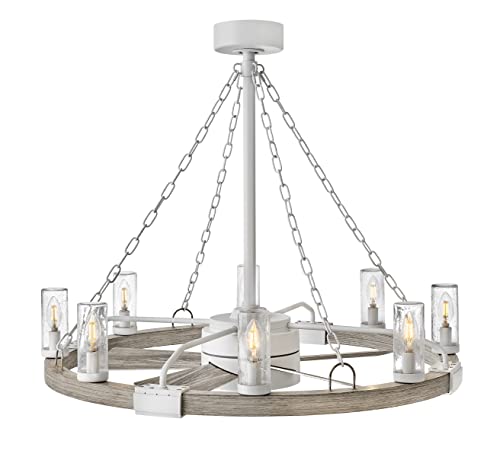 Hinkley 36" Sawyer Indoor/Outdoor Matte White Smart Fandalier - Rustic Charm Fandeliers, Energy Efficiency, 28" Fan Blade Sweep, 6 Speeds - Farmhouse Ceiling Fan with Light and Rustic Style