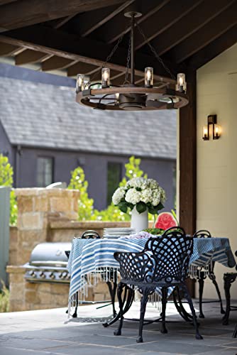 Hinkley 36" Sawyer Indoor/Outdoor Matte White Smart Fandalier - Rustic Charm Fandeliers, Energy Efficiency, 28" Fan Blade Sweep, 6 Speeds - Farmhouse Ceiling Fan with Light and Rustic Style