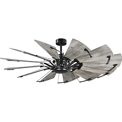 Springer Collection 60-Inch 12-Blade DC Motor Farmhouse Windmill Ceiling Fan Matte Black