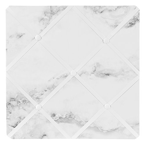 Modern Grey, Black and White Marble Print Fabric Memory/Memo Photo Bulletin Board