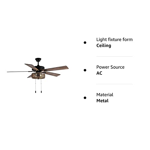 RIVER OF GOODS LED Farmhouse Ceiling Fan - Unique Ceiling Fans with Lights - 52 Inch - Mesh Metal Caged Shade - Brown