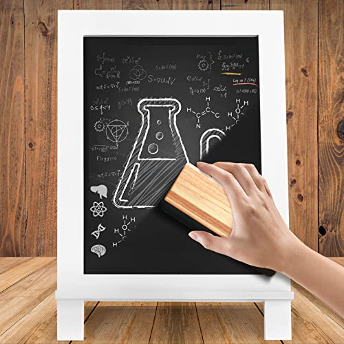 Egofine Wooden Chalkboard Sign, Tabletop Magnetic Chalkboard with Stand（White）Small Countertop Chalkboard Easel Kitchen Memo Board Décor for Home, Café, Wedding