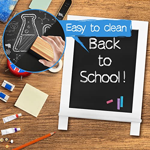 Egofine Wooden Chalkboard Sign, Tabletop Magnetic Chalkboard with Stand（White）Small Countertop Chalkboard Easel Kitchen Memo Board Décor for Home, Café, Wedding